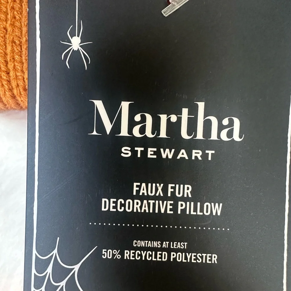 NWT Martha Stewart Plush White Ghost Pillow with Orange Hat and Pumpkin Coffee